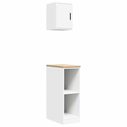 vidaXL Armarios 2 uds para garaje madera de ingeniería blanco