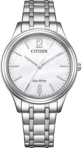 Citizen Eco-Drive - Reloj Solar para Mujer con Correa de eslabones de Acero Inoxidable con 33 mm de diámetro en Diferentes Variantes, Plata, Pulsera