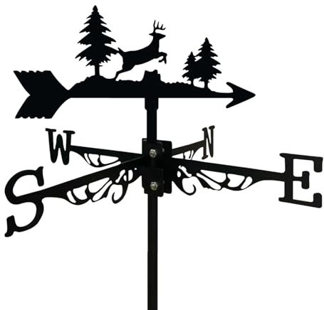 Wetterfahne – Weihnachts-Rentier aus Metall, Hirsch, Bauernhaus, Wetterfahne, Weihnachts-Rentier, Metall-Gartenstecker, laufender Hirsch, Wetterfahne, Ornament für den Außenbereich, Garten,