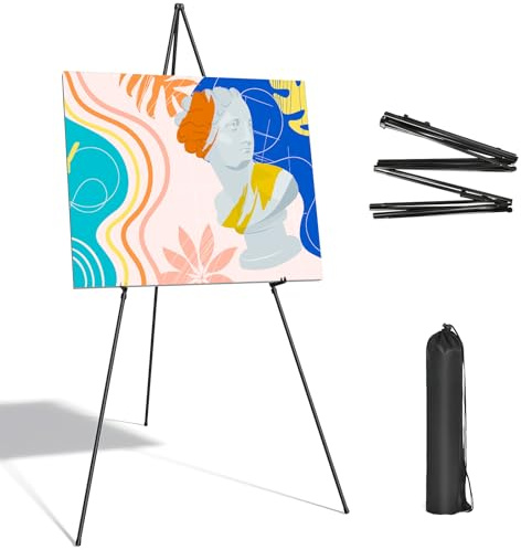 Black Easel Stand for Wedding Sign & Poster, Collapsible Portable Easel Tripod,63in Tall Adjustable Metal Display Stand for Display Show, Painting, Canvas