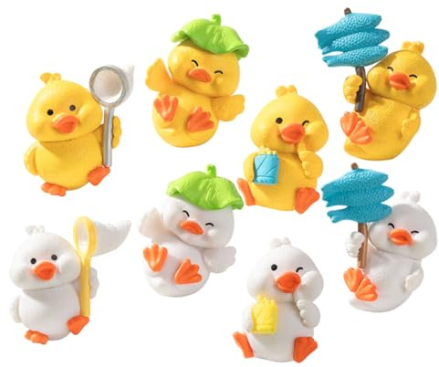 Décoration de Petits Canards Miniatures en Résine, Lot de 8 Pièces | Design Réaliste, pour Micro-paysage et Loisirs Créatifs, Petites Statues Décoratives