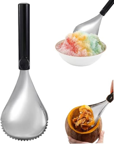 Ouliget Serrated Ice Crusher Spoon,Multipurpose Metal Ice Scoop Ice Cream Scoop for Smoothies Shaved Ice Frozen Cocktails,Fruit Corer Scraper Pumpkin Scooper Tool