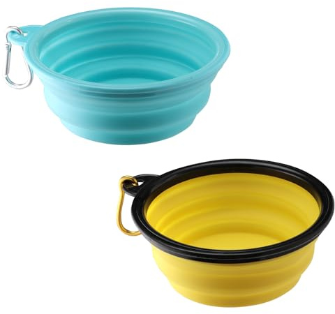 Faltbarer Hundenapf Faltbar Reisenapf Hund Hundenapf Unterwegs Faltnapf Hund Tragbar Faltbarer Trinknapf für Hunde Silikon Wassernapf mit Karabiner Collapsible Dog Bowl für Reisen Alltag