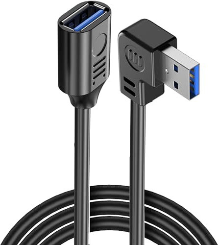 MISYNLON USB 3.0 Verlängerungskabel, USB A Stecker zu Buchse Verlängerungskabel Unterstützung Laden Datenübertragung, 90 Grad USB Datenkabel für Auto, Laptop, Drucker, Scanner-1M/3.2Ft (Right Angle)