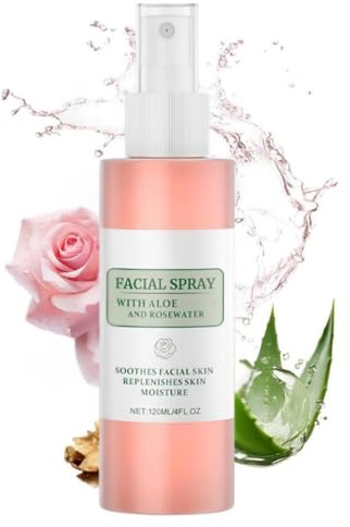 120ml Aloe Rosewater Hydrating Face Mist,Face Mist Spray Hydrating,Rose Water Spray,Facial Mi-St,Aloe Vera FA-Ce Toner for Dry Skin,Soothing Facial Sprays,Relieve Sensitive Skin,Moisturiser Refresh