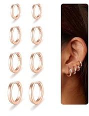 Nelytiya 4 Paar Ohrringe Silber 925 Kleine Creolen Silber 925 Für Damen Hypoallergen 18K Creolen Gold Set Für Mehrere Piercings 6/8/10/12mm