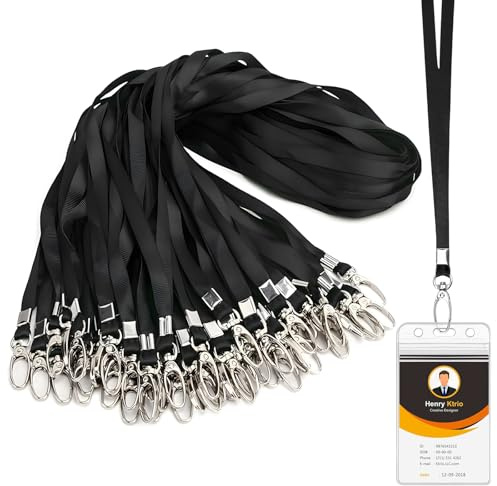 Schlüsselbänder, Regerly 50 Stück Schlüsselband Schwarz 45 cm Lanyard Schlüsselbänder Schlüsselband mit Clip für Ausweishüllen Schlüssel Namensschilder Plastikkarten