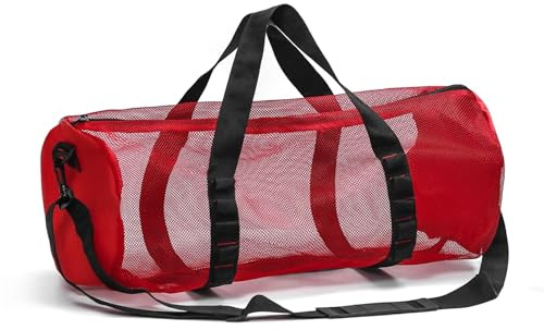 Waterproof Bag Mesh dykväska, för dykning och snorklingsutrustning och utrustning - Dry Bag Hold Mask, fenor, snorkel(Red)