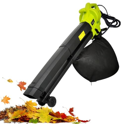 Trituratore sottovuoto per foglie, 3000 W, borsa di raccolta da 40 l, ruote rotanti, cavo di alimentazione da 3 m, leggero e compatto per la pulizia del giardino domestico
