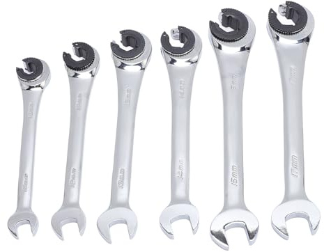 Fyearfly Set di 6 chiavi a cricchetto aperte per linee AC freno carburante, facile accesso, 10-17 mm