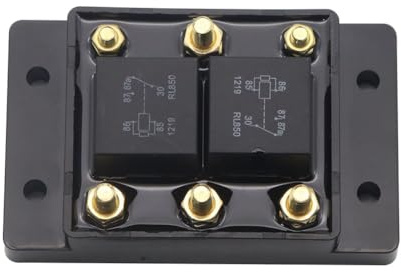 Helilyco Module de relais 12 V pour inversement de moteur et contrôle de polarité, courant 80 A, goujon M6, relais automobile ABS noir avec OEM 5541100, pour caravane/yacht voitures modifiées