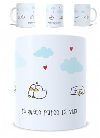 Tazas de Cerámica para Novios | Tazas Originales para Regalar San Valentín | Regalo Pareja, Novio y Novia | Regalos Originales para Parejas (Te quiero patoo la vida)