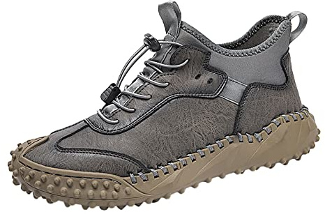 Generisch Zapatos de cuero para hombre Tendencia transpirable Zapatos versátiles para hombre hechos a mano de comercio exterior Zapatos altos, gris, 43 EU Ancho