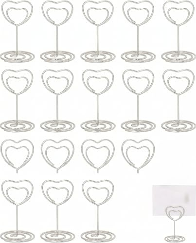 HAPZUR Soportes para Fotos, Tarjetas de Mesa, Números y Notas 15 Unidades de Corazón con Pinzas Clips Duraderos, Ideal para Bodas, Fiestas y Eventos