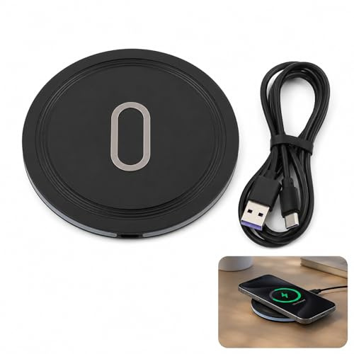 15 W trådlös laddare, Qi-induktionsladdare, snabb induktionsladdningsstation med USB C-kabel, kompatibel med iPhone Galaxy, trådlös laddning med LED och säkerhetsskydd
