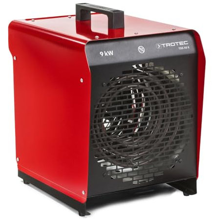 TROTEC Elektroheizgebläse TDS 50 E – 9 kW (Stufe 3), 4,5 kW (Stufe 2), 845 m³/h Luftleistung, Thermostat, Ventilatorfunktion, robustes Metallgehäuse