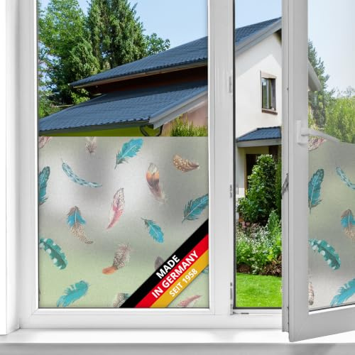 d-c-fix Premium Fensterfolie Finja 45 cm x 1,5 m statisch haftend | Statische Sichtschutzfolie mit modernem Muster für Glasflächen – selbsthaftend, blickdicht, dekorativ