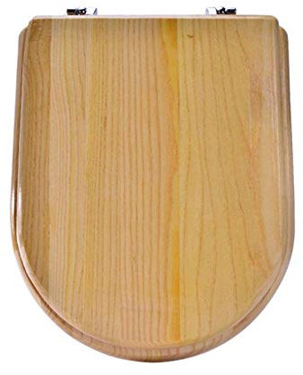 FCS Bathroom Wc-Sitz Antibakterieller Premium Holz Toilettendeckel Easy clean Einfache Montage, Beige (Size : XD Shape)