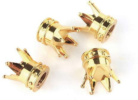 Porfeet Bouchon De Valve d'air De Pneu, 4 Pièces Universelles Couronne d'or Voiture Camion Vélo Pneu Valve d'air Tige Bouchons Jantes De Roue