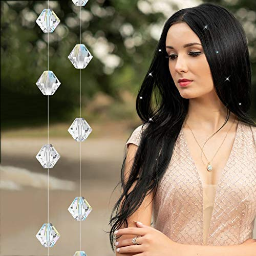 2 Fäden mit Strass, 30 cm, 6 Steinen Clip-In hair extension with crystal, Haarschmuck, Strähne ohne Klebstoff und und ohne Kristallverlust, Kristall Strähne