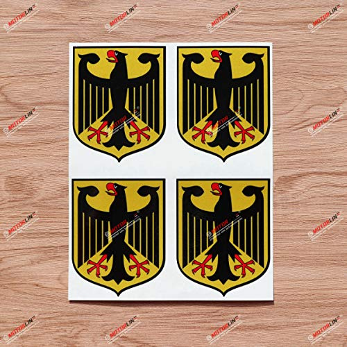 Deutsches Wappen Adler Deutschland Germany Vinyl Aufkleber Sticker - 4er Pack reflektierend, 10,2 cm - für Auto Boot Laptop Becher