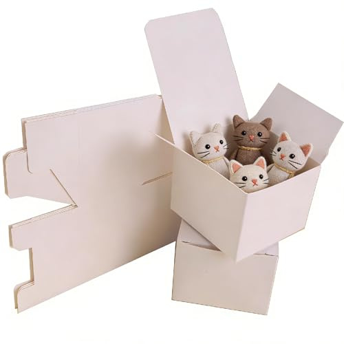 AB Max Weiße Karton Geschenkboxen – kleine Box mit Deckel 8 x 8 x 6 cm Kartonpapier Geschenkbox für Kerzen handgefertigte Seife Partys Hochzeitsfeiertage Geschenkkartons Packmaterialien 12 Stück
