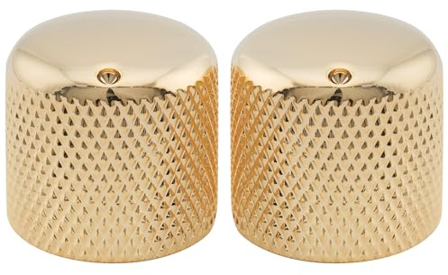 Musiclily Pro Zoll Potiknöpfe Dome Knobs 18mm Indikator Punkt Gold 2 Stück | 24 Zähne,Stahl,für USA E-Gitarre oder Bass
