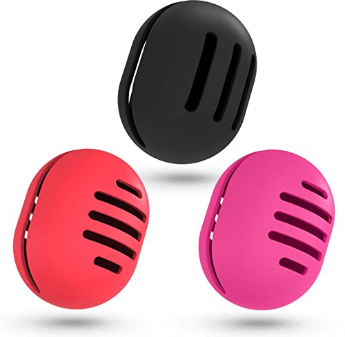 Fauxomor Make-up-Schwammhalter - 3 Stück Atmungsaktiv Silikon Beauty Makeup Blender Sponge Reisetasche für Alle Größen von Make-up-Schwamm, Bruchsicher Tragbar Kosmetik Werkzeug, Schwarz+Rot+Rosenrot