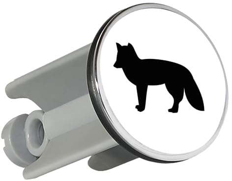 Huuraa Waschbeckenstöpsel Fuchs Silhouette Geschenk | Universal Stopfen 4cm höhenverstellbar Abflussstopfen Geschenkidee Stöpsel mit Motiv für das Waschbecken