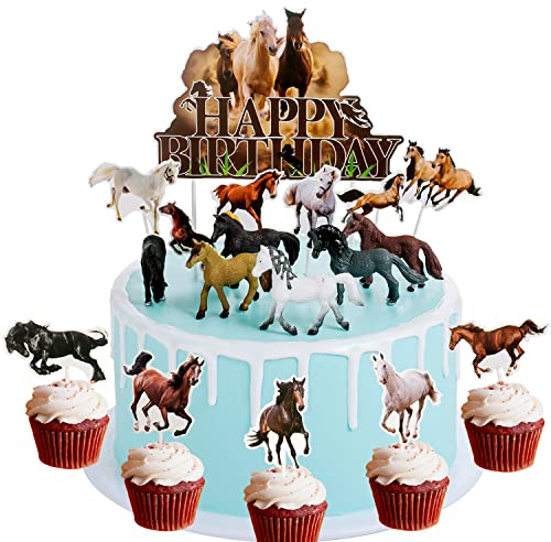 Pferd Tortendeko, Pferde Kuchendeckel, Pferde Kuchen Deko,Pferd Tortenaufleger Figuren Kuchen Deko, Pferde Cake Topper Pferde Figuren Deko für Pferde Party Deko