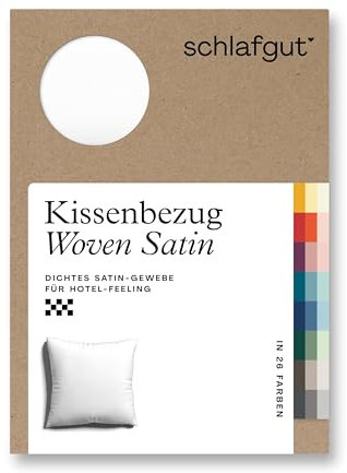 schlafgut Woven Satin Kissenbezug 80x80 cm Full-White Uni in Premium Hotelqualität, Kopfkissenbezug einzeln mit 100% weicher Baumwolle