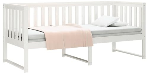 vidaXL Tagesbett Sofabett Gästebett Sofa Einzelbett Bettsofa Bett Bettgestell Schlafsofa Holzbett Bettrahmen Weiß 75x190cm Massivholz Kiefer