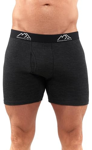 Merino.tech Merino Wool Underwear Mens - 100% Merino Wool Base Layer Boxer Briefs for Men (Large, 1 Pack - 190 Charcoal Grey)