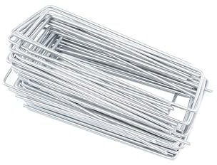 Ogrodzenia Wiklinowe (100 Stück Bodenanker aus Stahl, Verzinkt - Länge 150 mm, Breite 70 mm, Ø 3 mm - Bodenanker für Tropfleitung, Unkrautvlies, Kunstrasen, Garten - Erdnägel Stabil