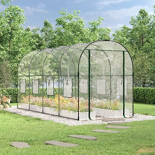 ZEYUAN Serre Transparent 160x400x190 cm PVC et Acier Enduit de Poudre,Carport Abri Voiture,Serre Tunnel