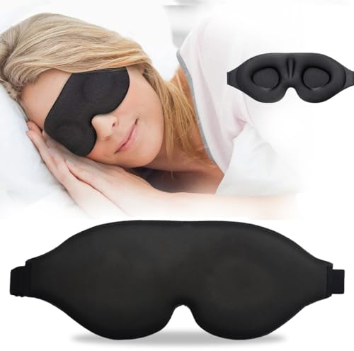 OSUWLSI Schlafmaske für Herren Frauen, 3D Vertiefte Augenhöhlen, 100％ Lichtblockierende Schlafbrille mit Memory Foam für Reisen, Schwarz