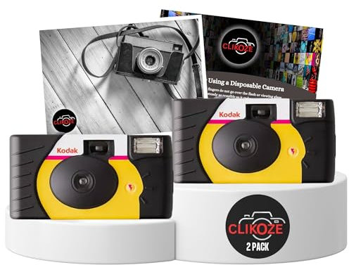 Disposable Camera Multipack - Includes 2X Power Flash Kodak Disposable Cameras with 39 Exp and Clikoze Photography Tips Card