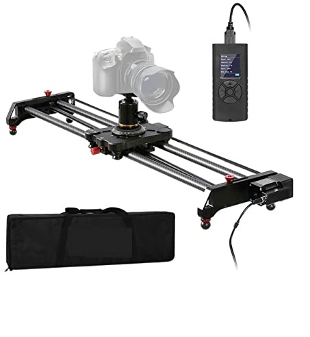 Caméras d'action 80cm Studio Camera Slider Track Dolly Vidéo Stabilisateur Stabilisateur Rail Fibre de carbone 120 degrés Panoramique Panoramique Temps de cycle automatique Temps-lapse Plusieurs modes