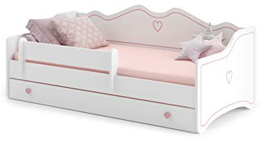 Kobi Lit Enfant Emma | Blanc pour Chambre d'enfant | 140x70CM | avec Tiroir | pour Chambre des Filles