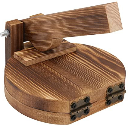 JOEBO Prensa de tortilla de madera, prensatelas para hacer bolas de masa de madera tradicional, máquina de tortilla de maíz resistente, 6.5 x 5.9 pulgadas