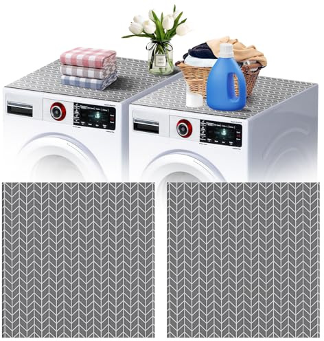 2 PCS Washer and Dryer Covers for the Top, 27'' x 27'' Washer and Dryer Top Protector Mat, Protective Silicone Rubber Mat, Non Slip Quick Drying Washer Dryer Cover for Home Kitchen Laundry Room