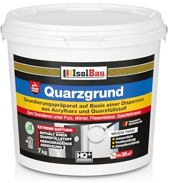Isolbau Quarzgrund – 7 kg Grundierung für Beton & Holz, Fliesen, Keramik, Fassadenputz - Putzgrund, Fliese auf Fliese, Betongrund, Holzgrund - Wasserdicht, frostbeständig, für innen & außen