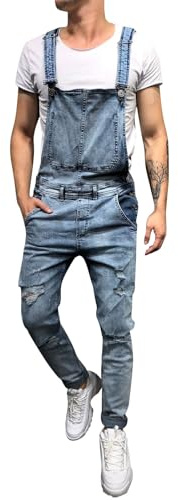 Salopette Moderne En Jean Streetwear Salopette De Travail Homme Vintage Jean Homme Coupe Régulière Salopette Homme Casual Chic Pantalon Jeans Homme Jumpsuit Dungarees Avec Poche Combinaison Longue