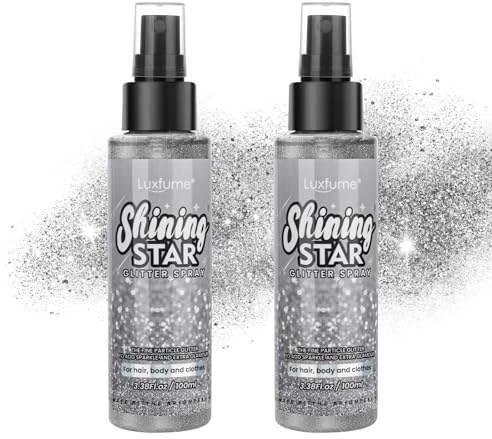 RoseFlower Glitzer-Puder, Körper- und Stoffspray für Haar, Haut, Gesicht und Kleidung, schimmerndes glänzendes Puderspray für Bühnen-Make-up und Festival-Partys, 2 Stück