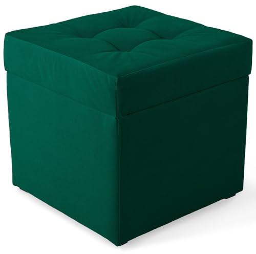 MG Design Polsterhocker 45 x 45 cm Grün mit Stauraum (ca. 50 L), bis 300 kg belastbar, ohne Montage & leicht zu reinigen, angenehm matt mit feiner Struktur – für Wohnzimmer, Schlafzimmer & Flur