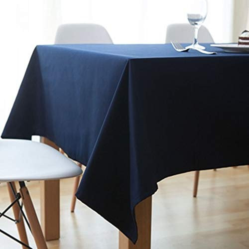 Homxi Outdoor Tischdecke Rechteckige 130 W x 180 L cm,Tischwäsche Blau Marine Einfarbig Baumwolle Outdoor Tischdecke