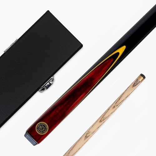 Funky Chalk BCE Red Birds Eye 57 Inch 2 Piece Centre Joint Snooker Pool Cue and Case Set 9.5mm Tip with Black Hard Case