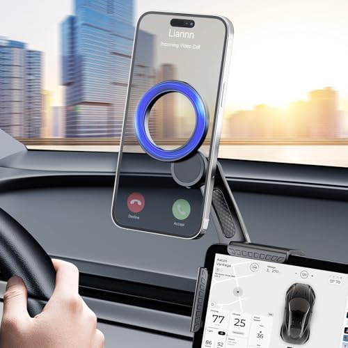 Tesla telefonfäste, för MagSafe bilfäste, universell, starkaste magnetkraft, magnetisk biltelefonhållare för Tesla 3/Y-tillbehör, skärm kompatibel med alla iPhone, Android-telefoner och alla