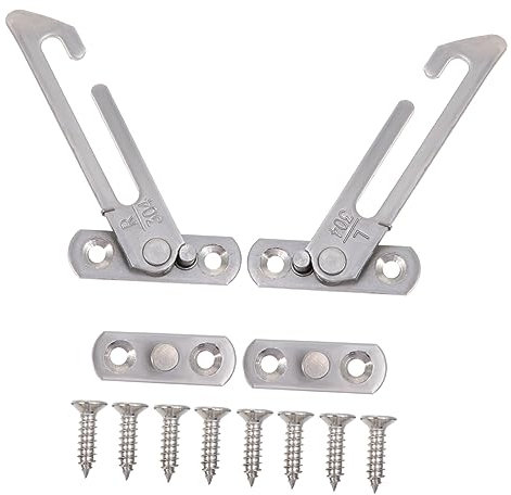 Housoutil 2 Sets Edelstahl Fenstersicherung Kindersicherung Fensterbegrenzer 2 Haken 8 Schrauben