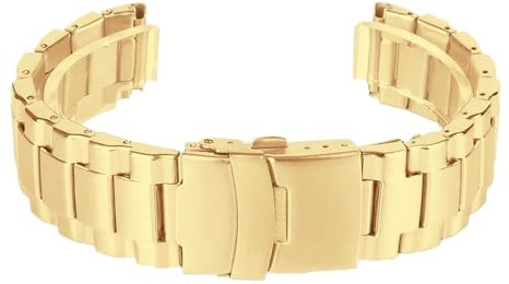 Uhrenarmband Massiv Edelstahl Uhrenarmband Armband Uhrenarmbänder Drei-Perlen-Edelstahl-Armband Universelles Armband mit flachem Ende 20 22 mm Herren- und Damenarmband Uhrenzubehör(Gold,20mm)